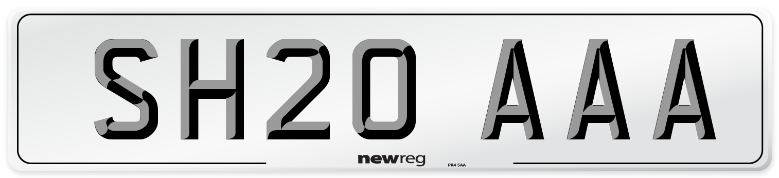 SH20 AAA Number Plate from New Reg
